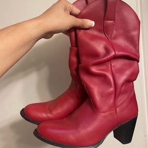 Vintage red cowboy boots leather